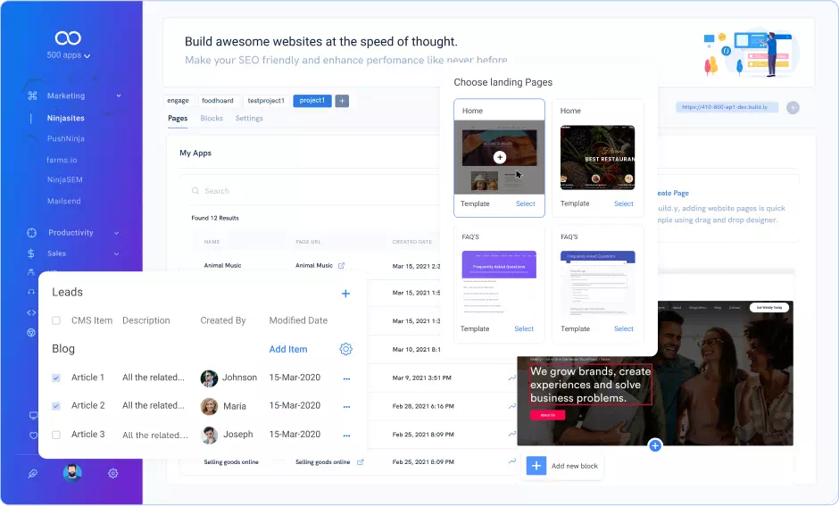 landing page builder leave note